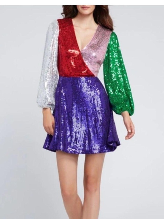 Alice + Olivia Dresses & Skirts - Alice & Olivia Blaze Color Block Sequin Mini Dress